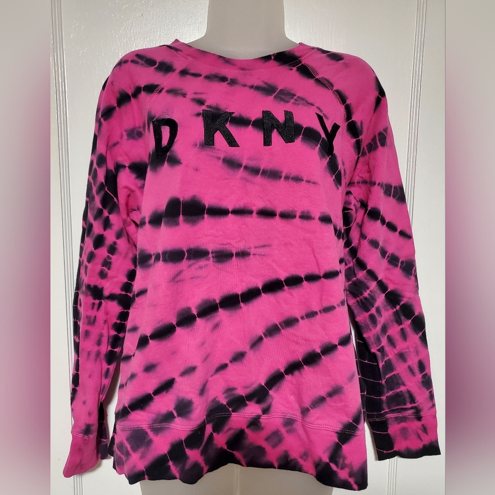 🆕️DKNY Sport Pink and Black Tie-dye Sweatshirt sz M